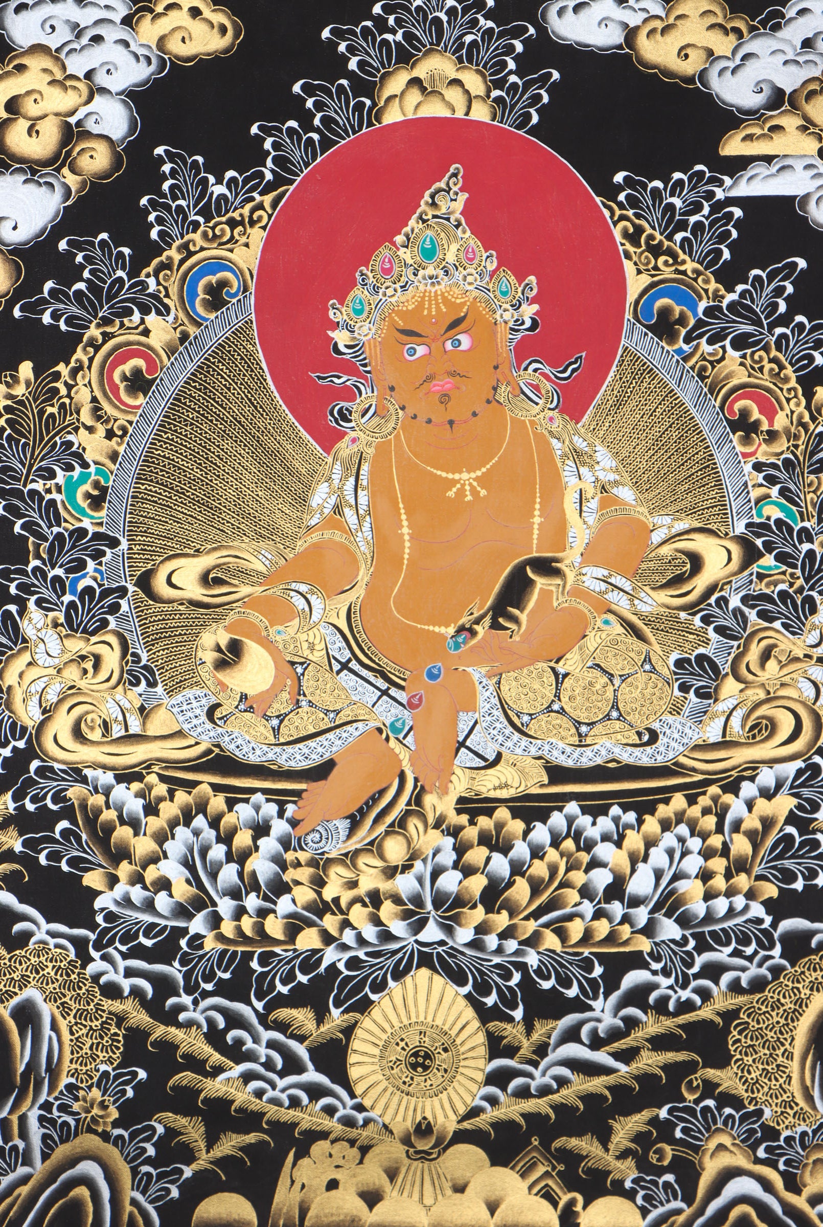 Kuber Thangka for meditation, prayer, and aspiration towards material and spiritual wealth.
