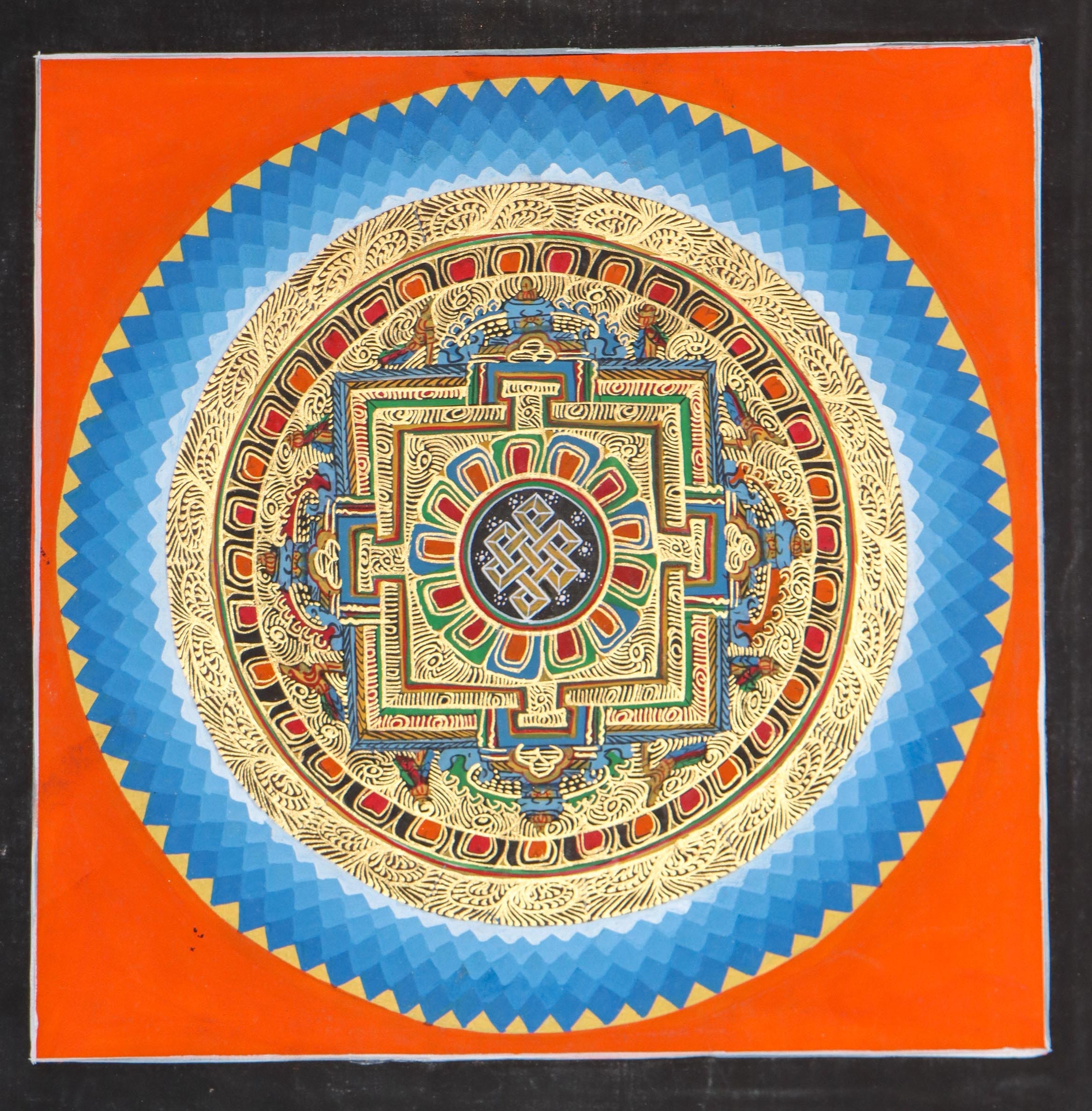 Cosmos Mandala  Thangka hand painted by the skilled artisans .