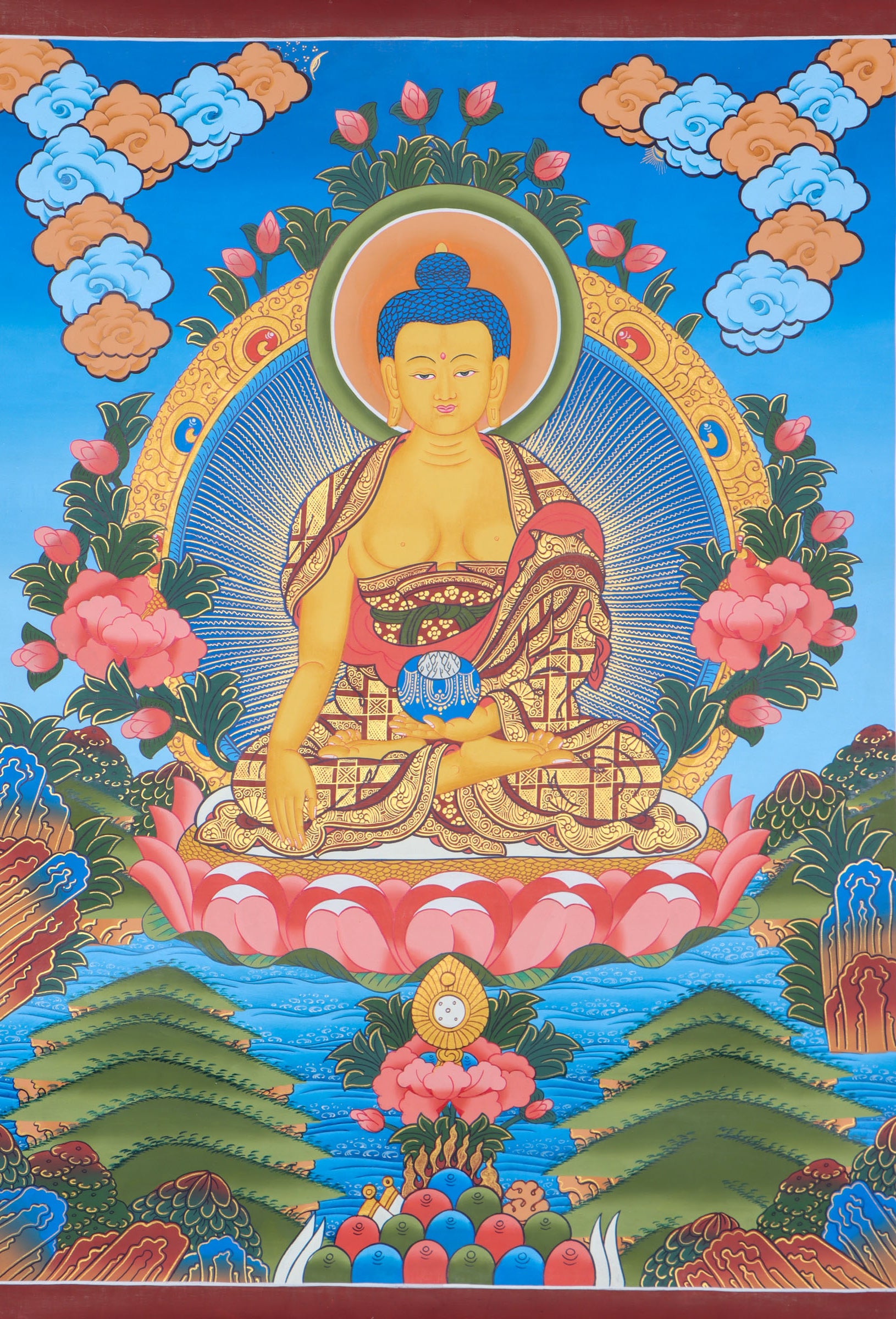 Shakyamuni Thangka for  religious practices, ceremonies, and meditation. 