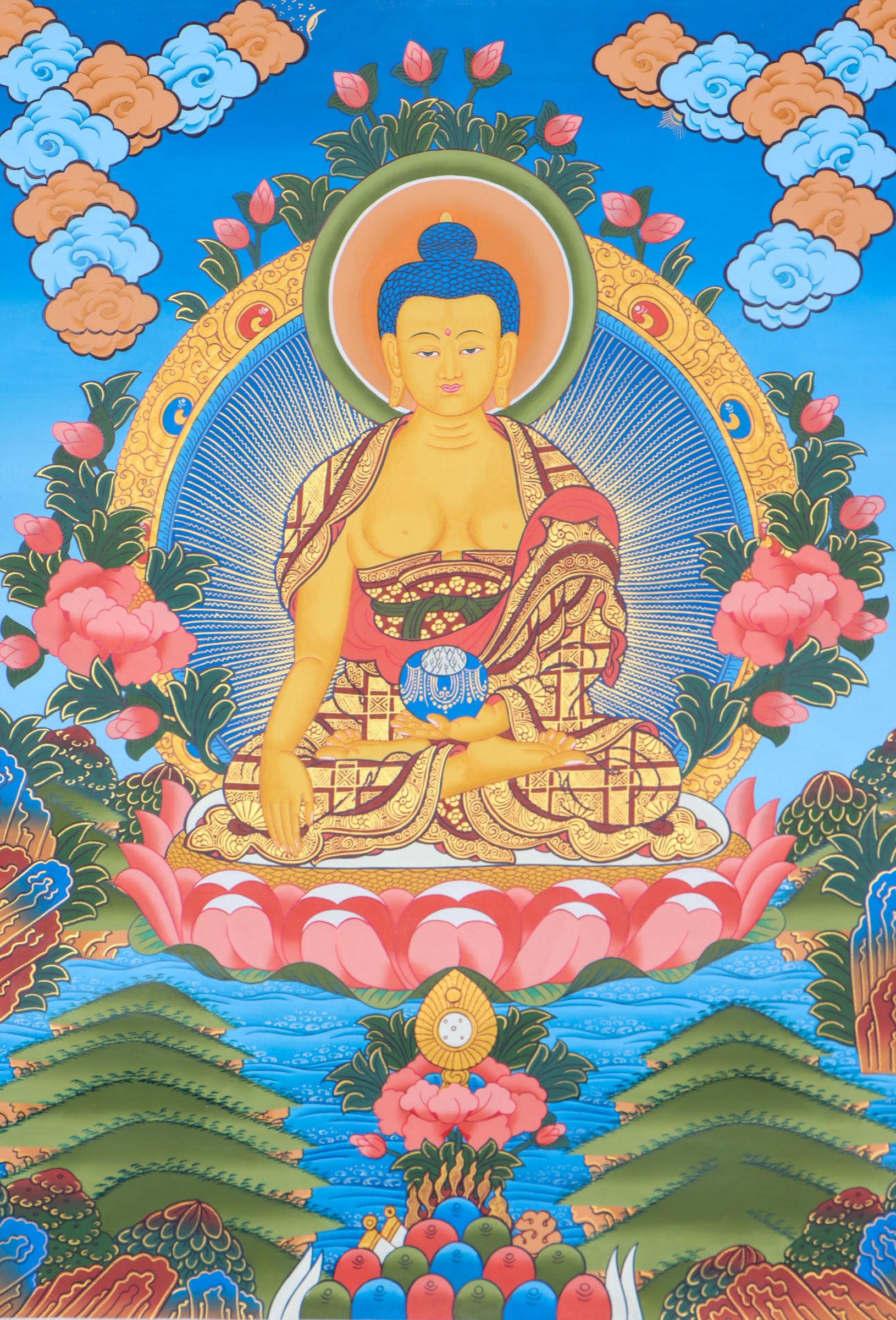 Shakyamuni Thangka for religious practices, ceremonies, and meditation.