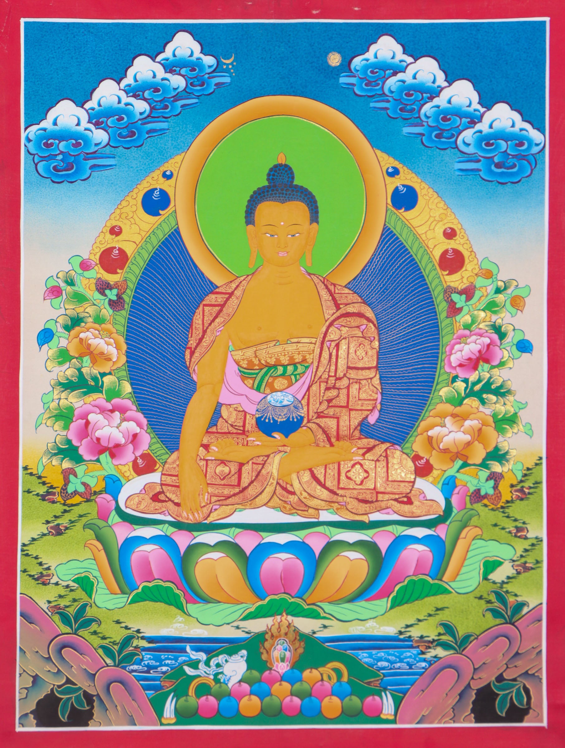 Shakyamuni Buddha Thangka Painting for meditation practices.