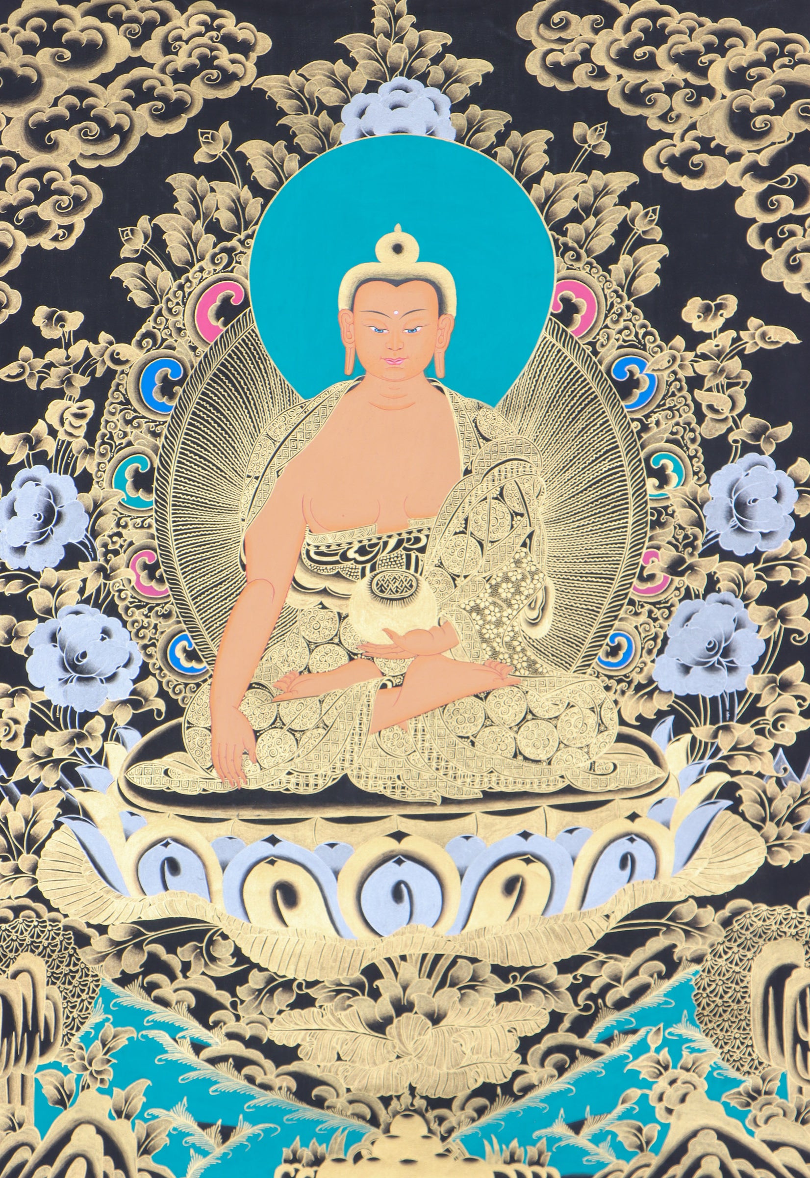 Shakyamuni Buddha Thangka Painting for aesthetic decor.