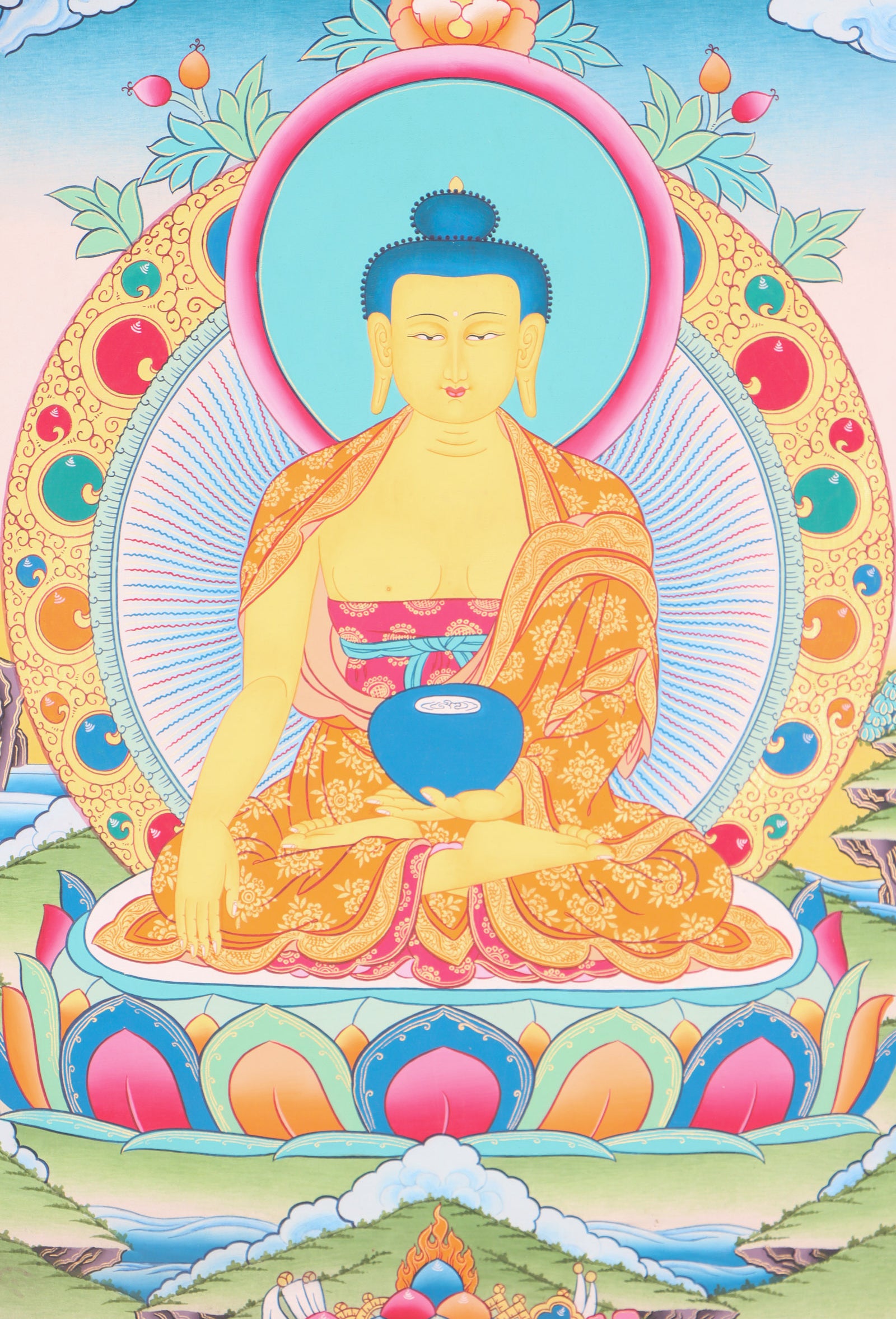 Shakyamuni Buddha Thangka Painting for wall decor.