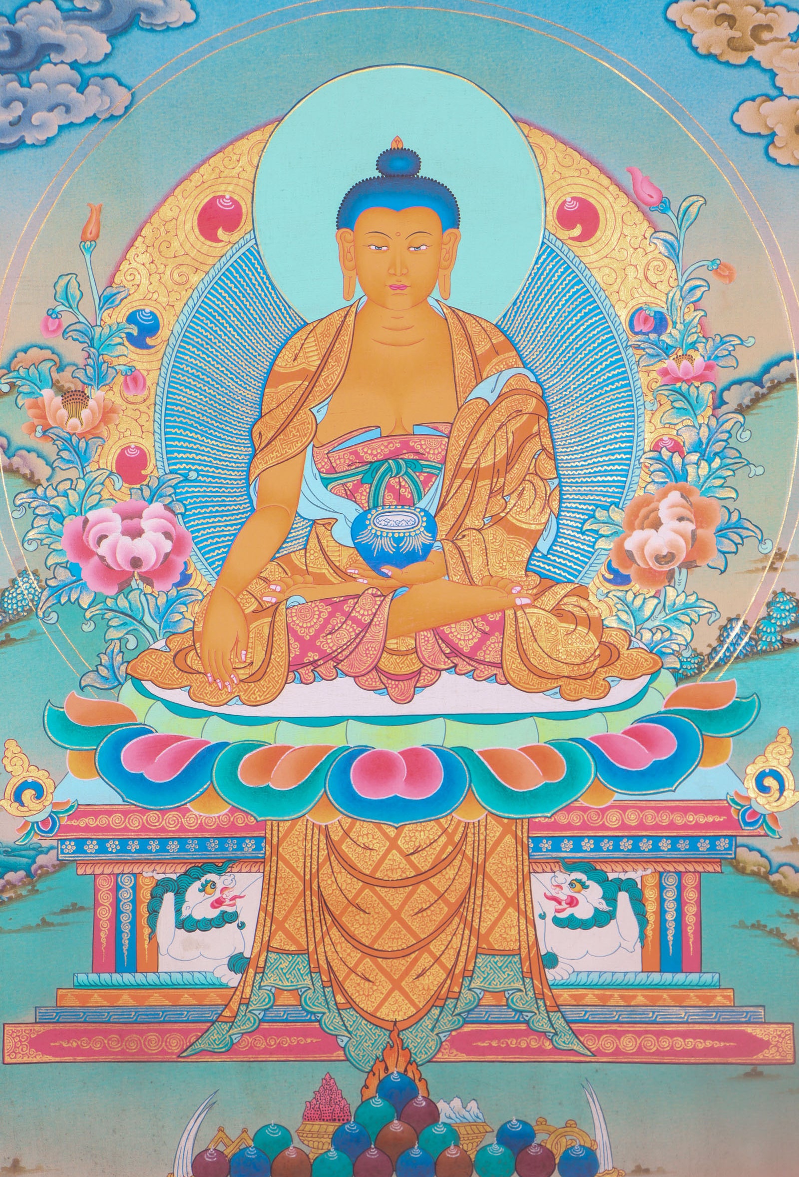 Shakyamuni Buddha Thangka Painting aids in meditating, inspiring reflection and deepening understanding of wisdom.