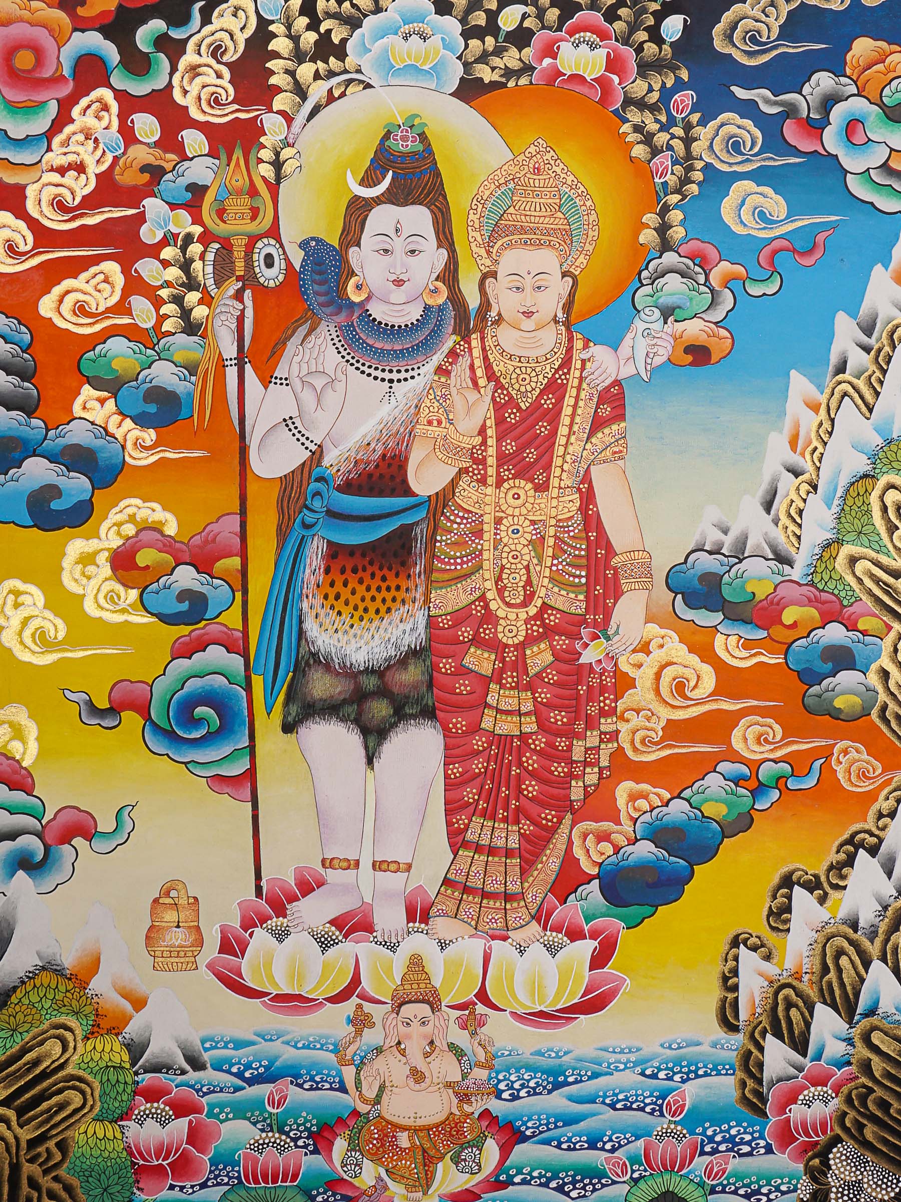 Shiva Shakti Thangka Painting