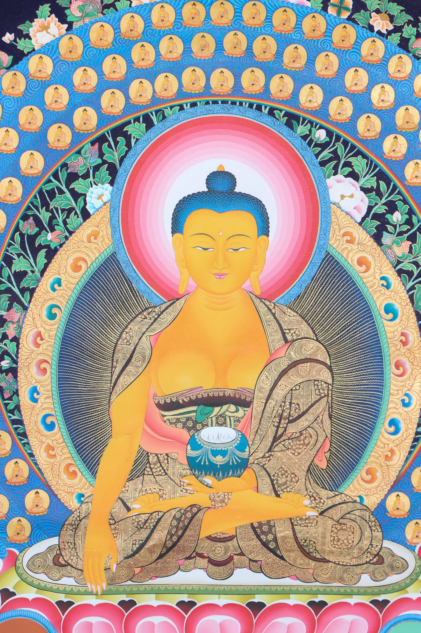 1000 Buddha Thangka Painting for enlightenment and infinite knowledge of Buddha.