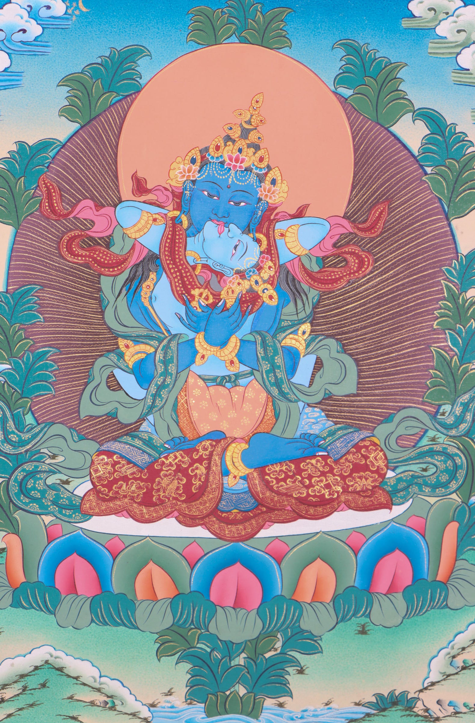 Vajradhara Shakti Thangka Painting for knowledge and compassion in the path to awakening.