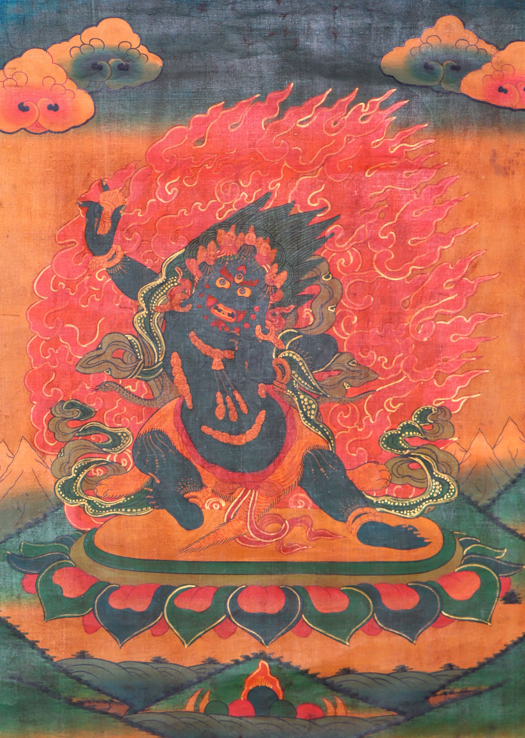 Antique Vajrakilaya Thangka Painting for spirituality.