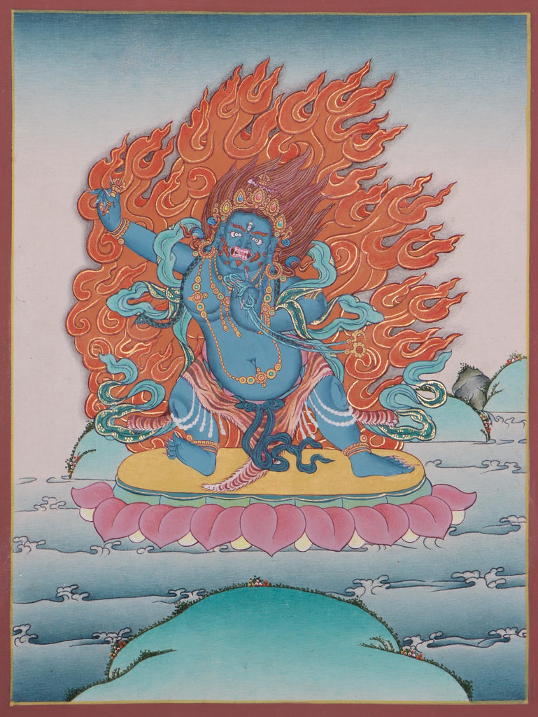 Vajra pani thangka painting on canvas for practitioner of Buddhism Protection deity