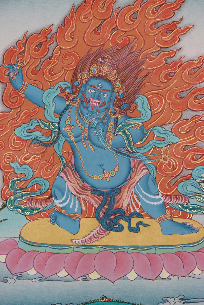 Vajra pani thangka painting on canvas for practitioner of Buddhism Protection deity