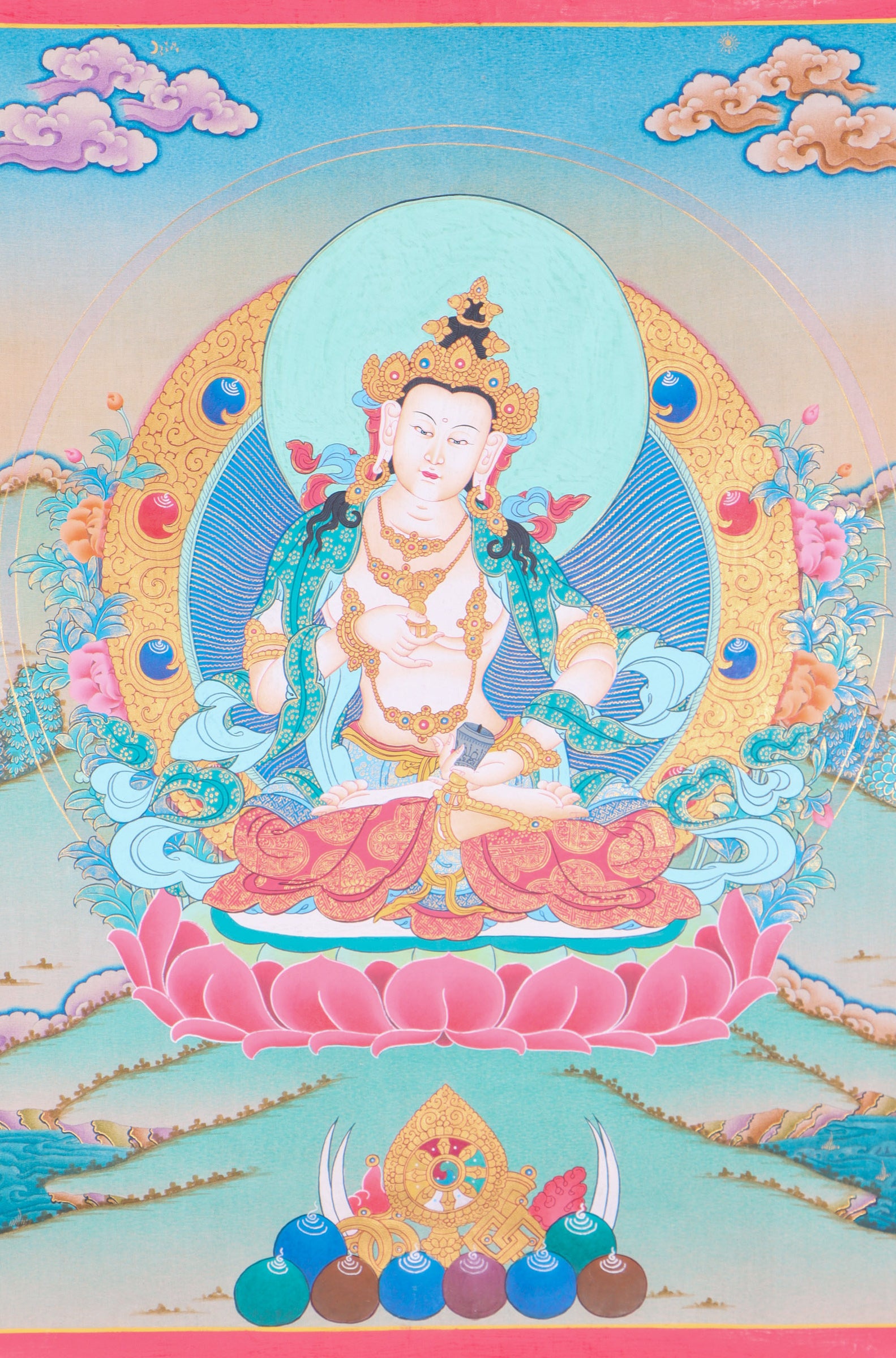 Vajrasattva Thangka Painting  for prayer and devotion.