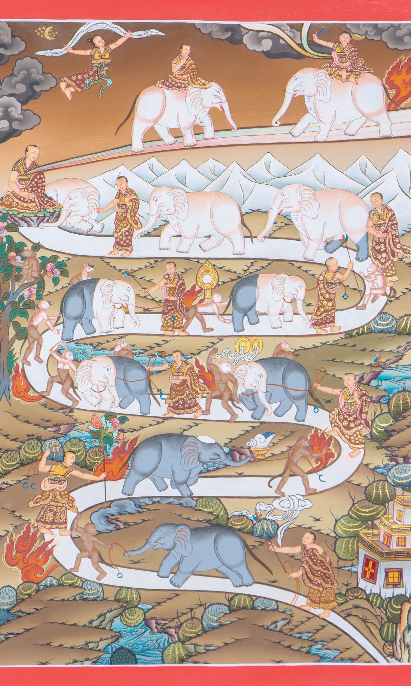 Way to heaven - Samatha meditation Guidance thangka painting