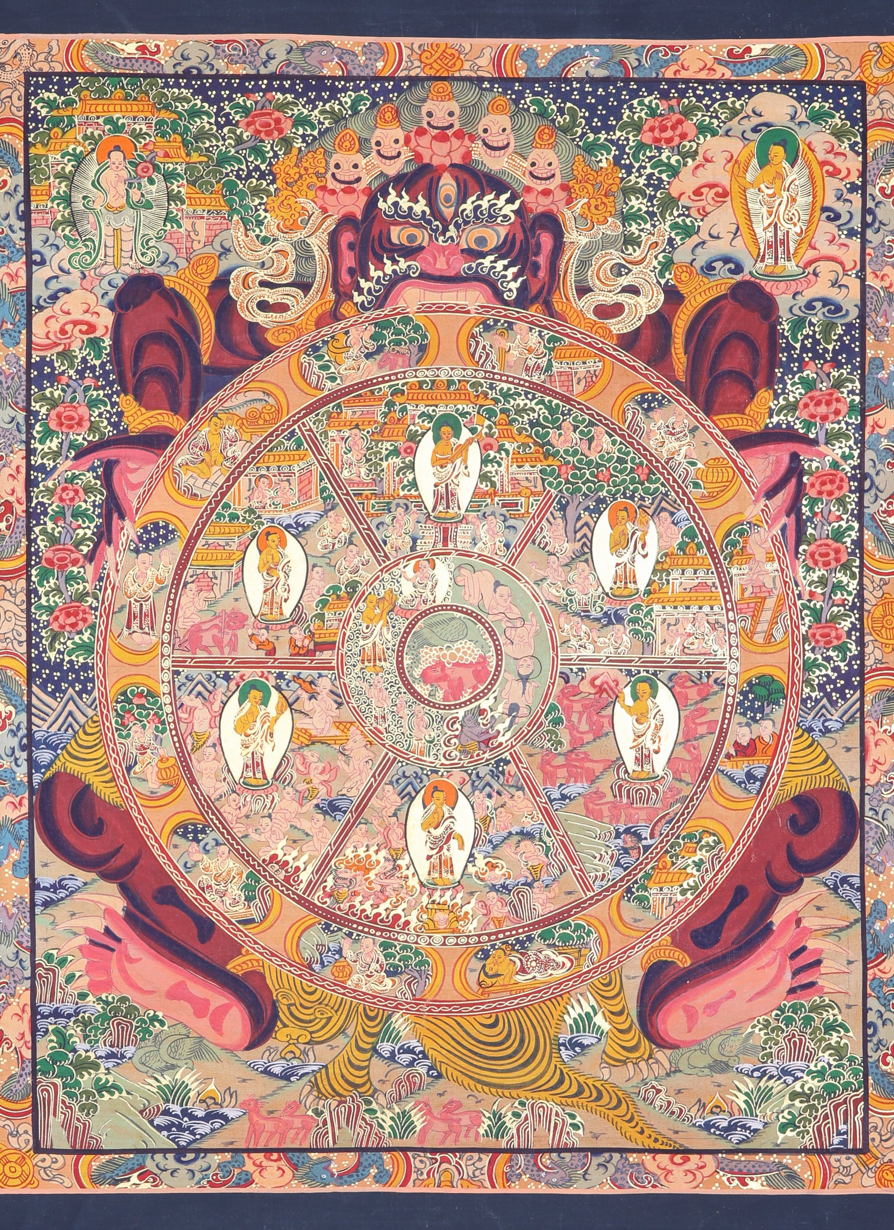 Wheel of Thangka Painting for wall decor.