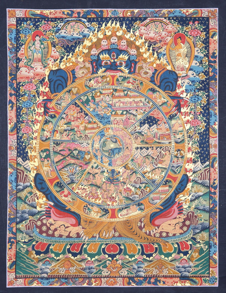 Wheel of Life Thangka Painting for spiritual freedom from suffering.