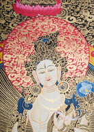 Handmade Tibetan Thangka White Tara Art - Lucky Thanka