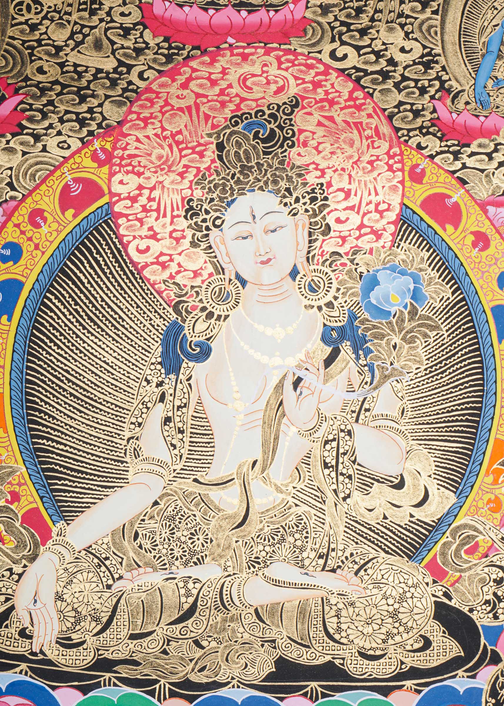 Handmade Tibetan Thangka White Tara Art - Lucky Thanka