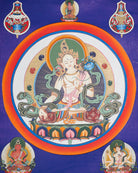 White Tara Thangka Painting for wall decor.