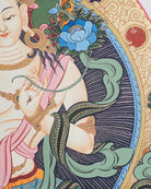 White Tara Thangka Painting for wall decor.