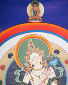 White Tara Thangka Painting for wall decor.