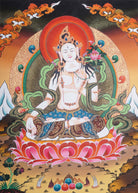 White Tara Thangka  - Tibetan Painting