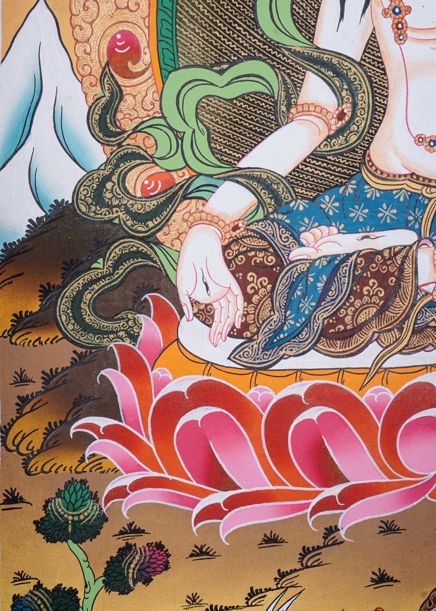 White Tara Thangka - Tibetan Painting