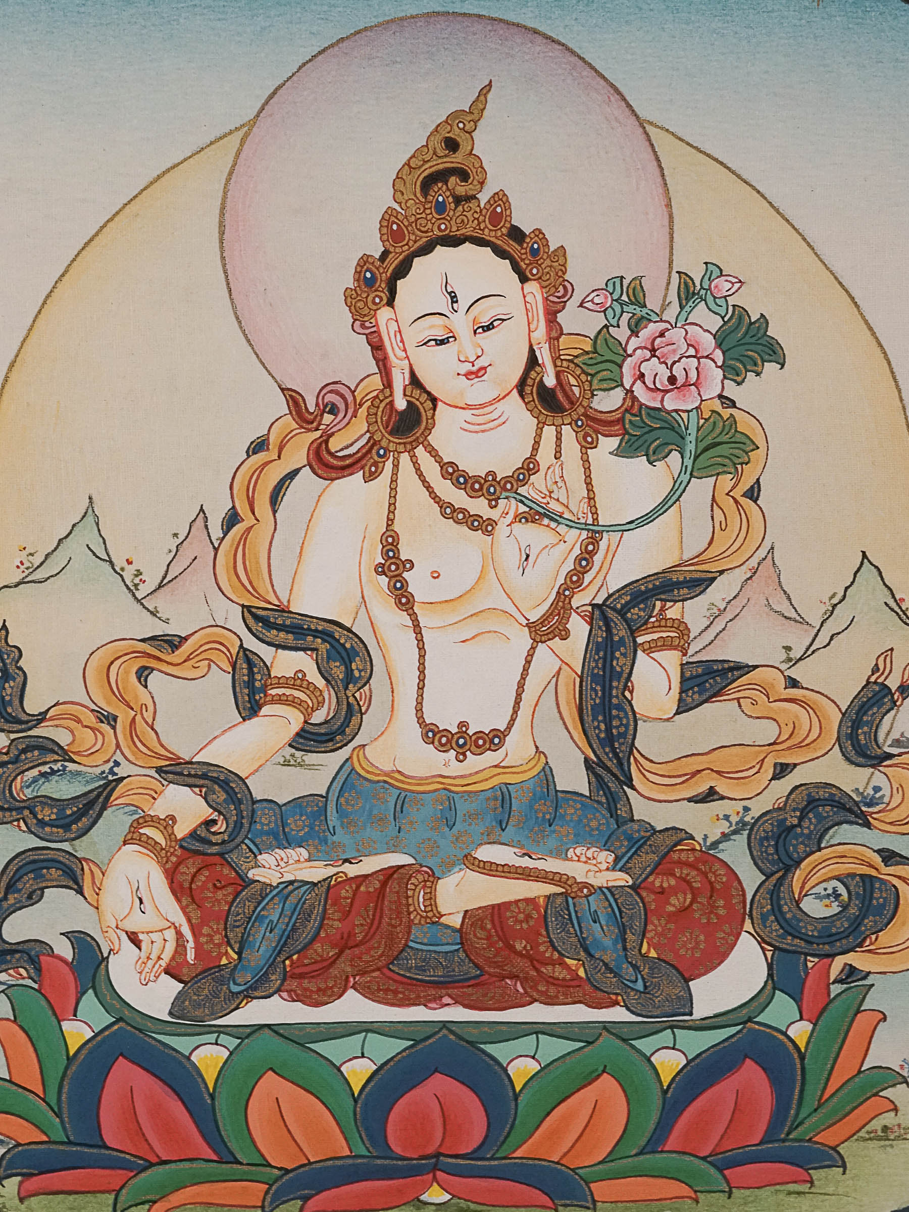 White Tara Thangka Painting