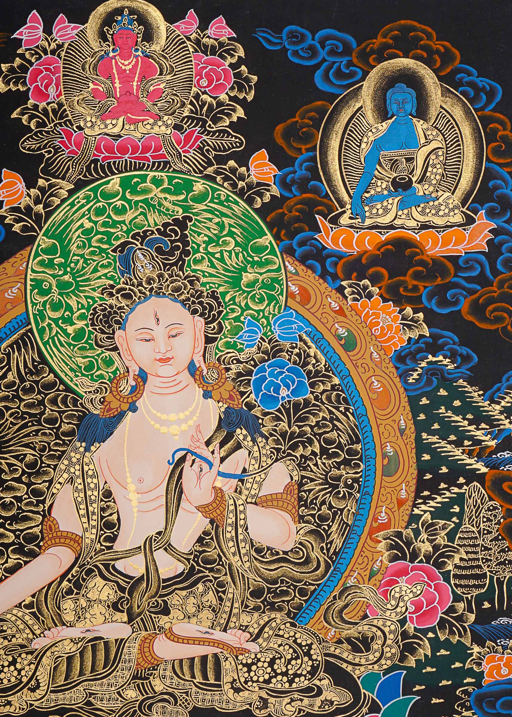 White Tara Thangka Painting.