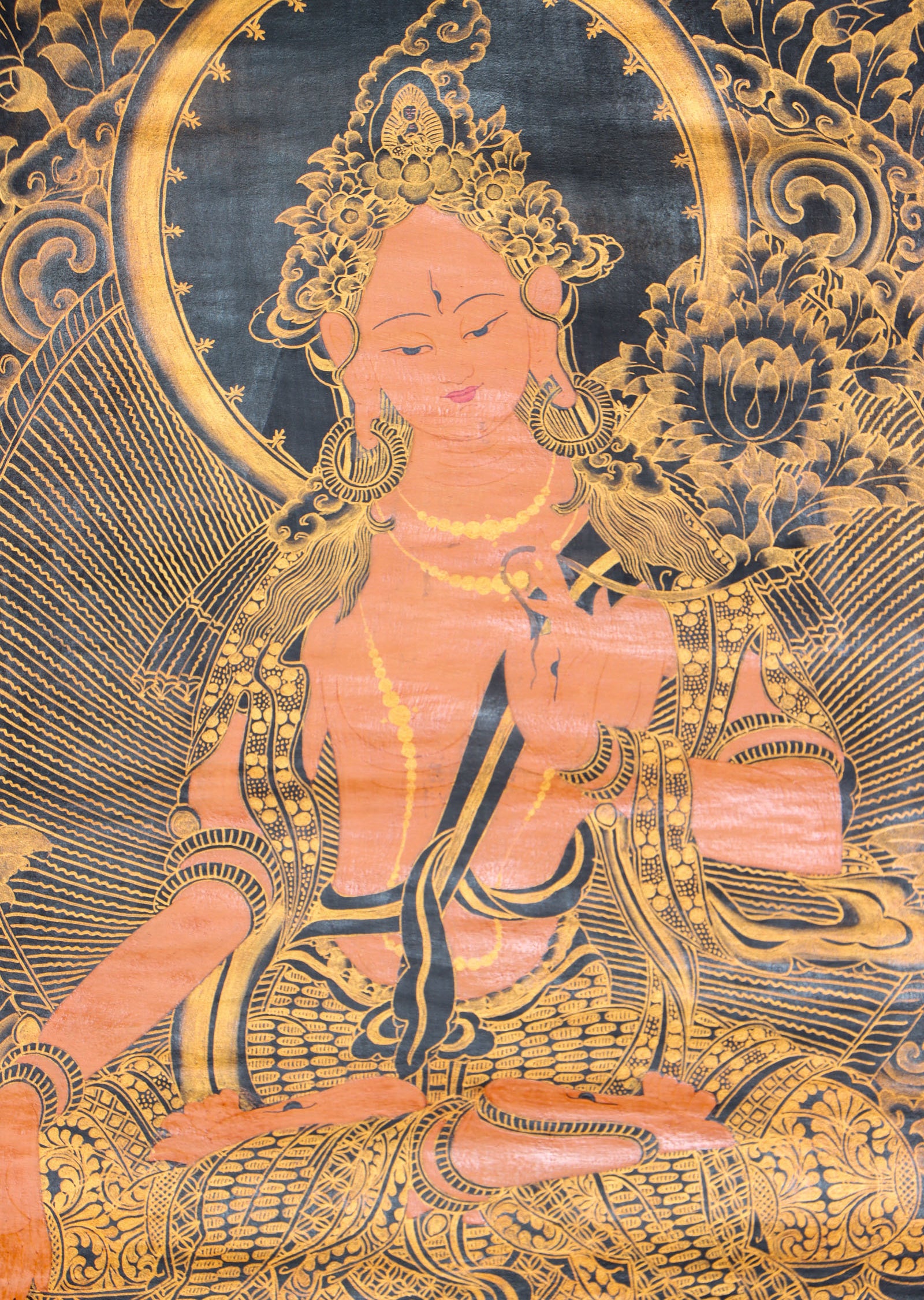 White Tara Antique Thangka Painting for compassion and longetivity.