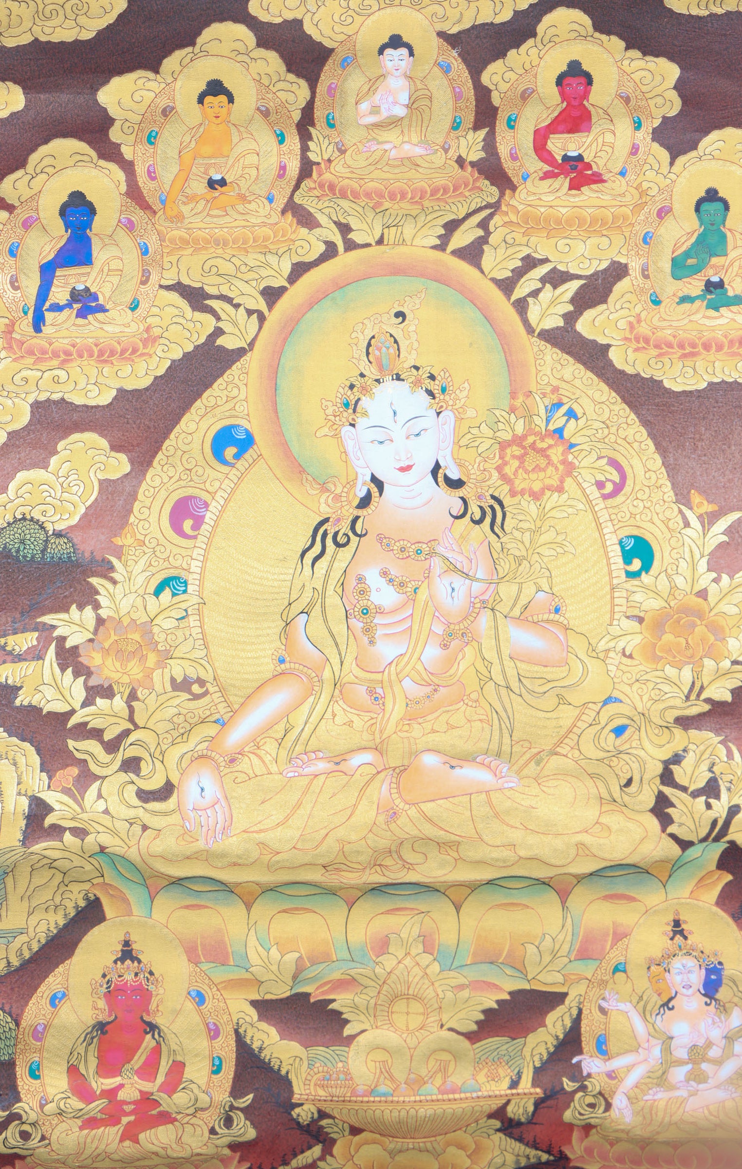 White Tara Thangka for compassion, healing, longevity, and spiritual transformation.