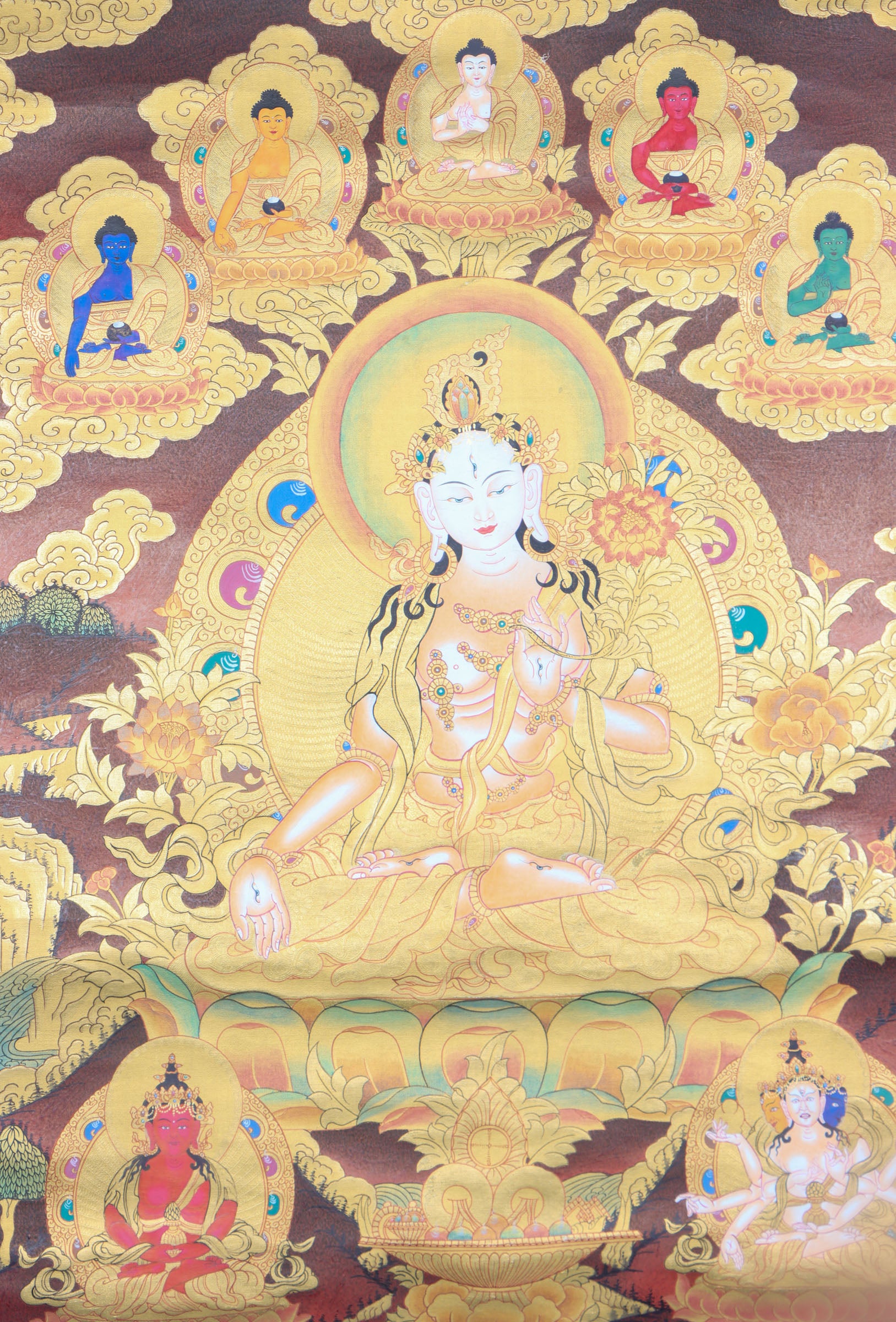 White Tara Thangka for compassion, healing, longevity, and spiritual transformation.