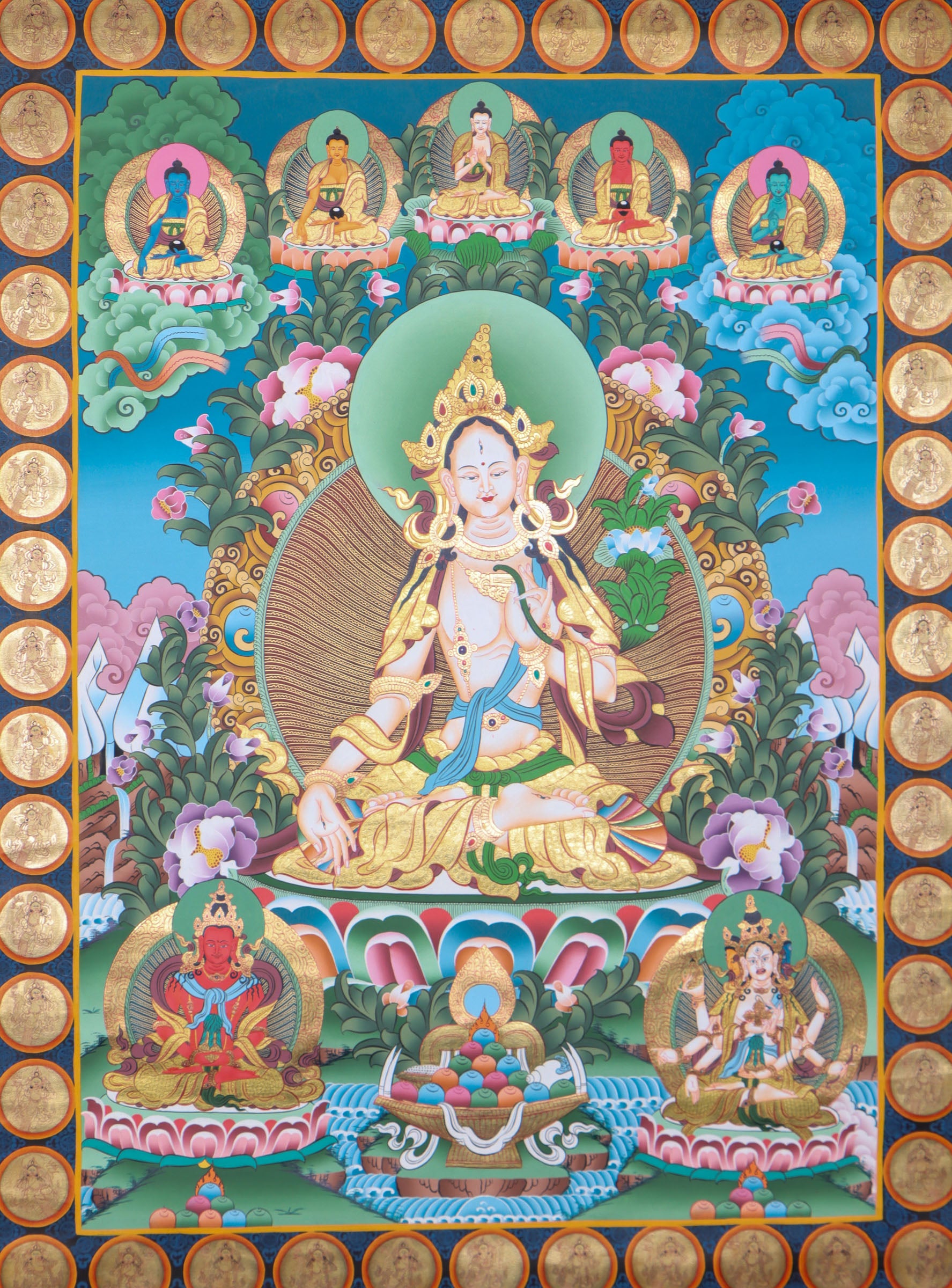 White Tara Thangka Painting is for meditation and spiritual practice.