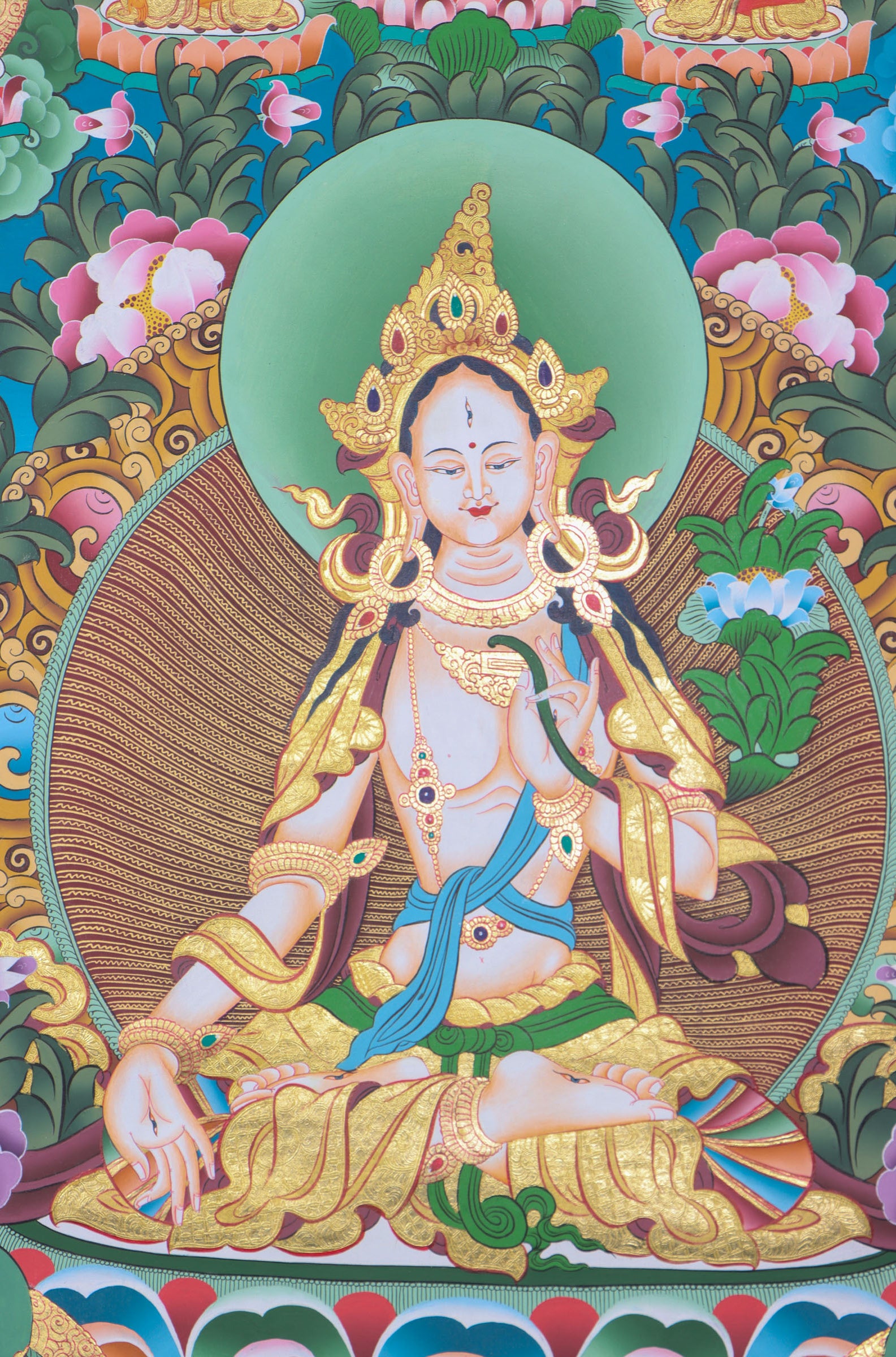 White Tara Thangka Painting is for meditation and spiritual practice.