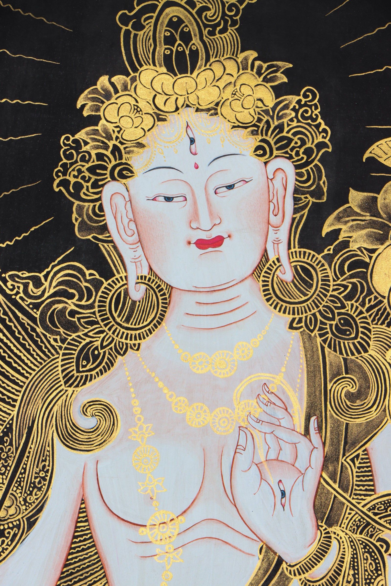 White Tara Thangka painting for compassion, longevity, healing, and protection.