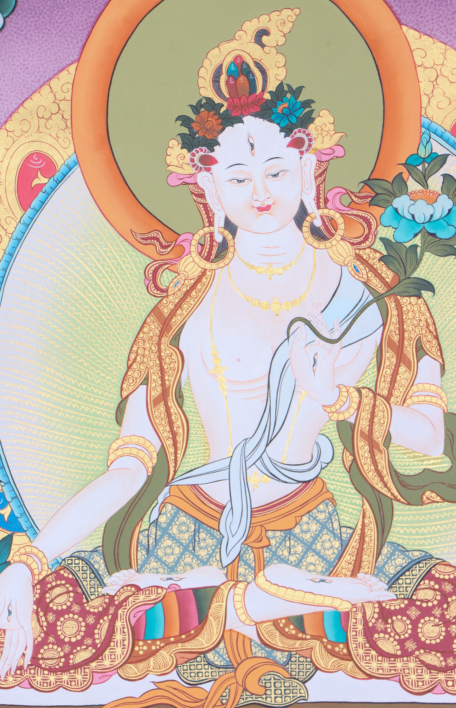 White Tara Thangka for meditation and devotion.