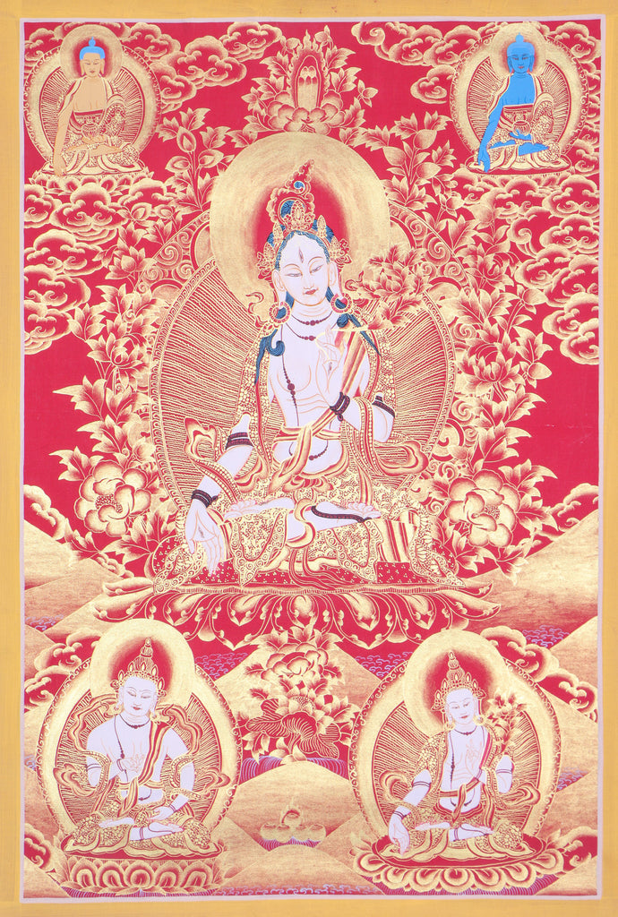 White Tara Thangka Painting for meditation.