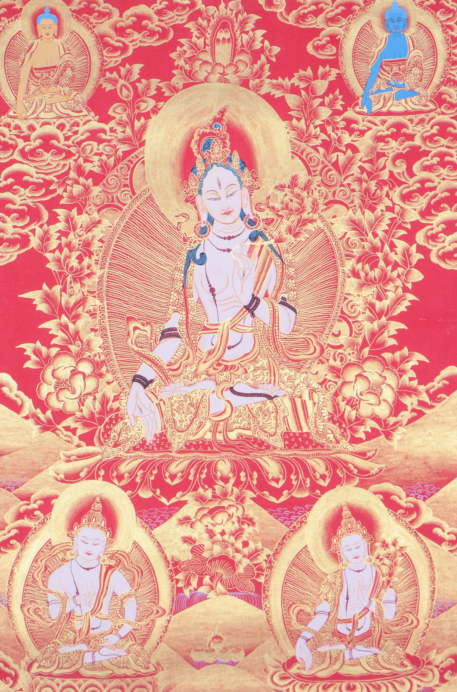 White Tara Thangka Painting for meditation.