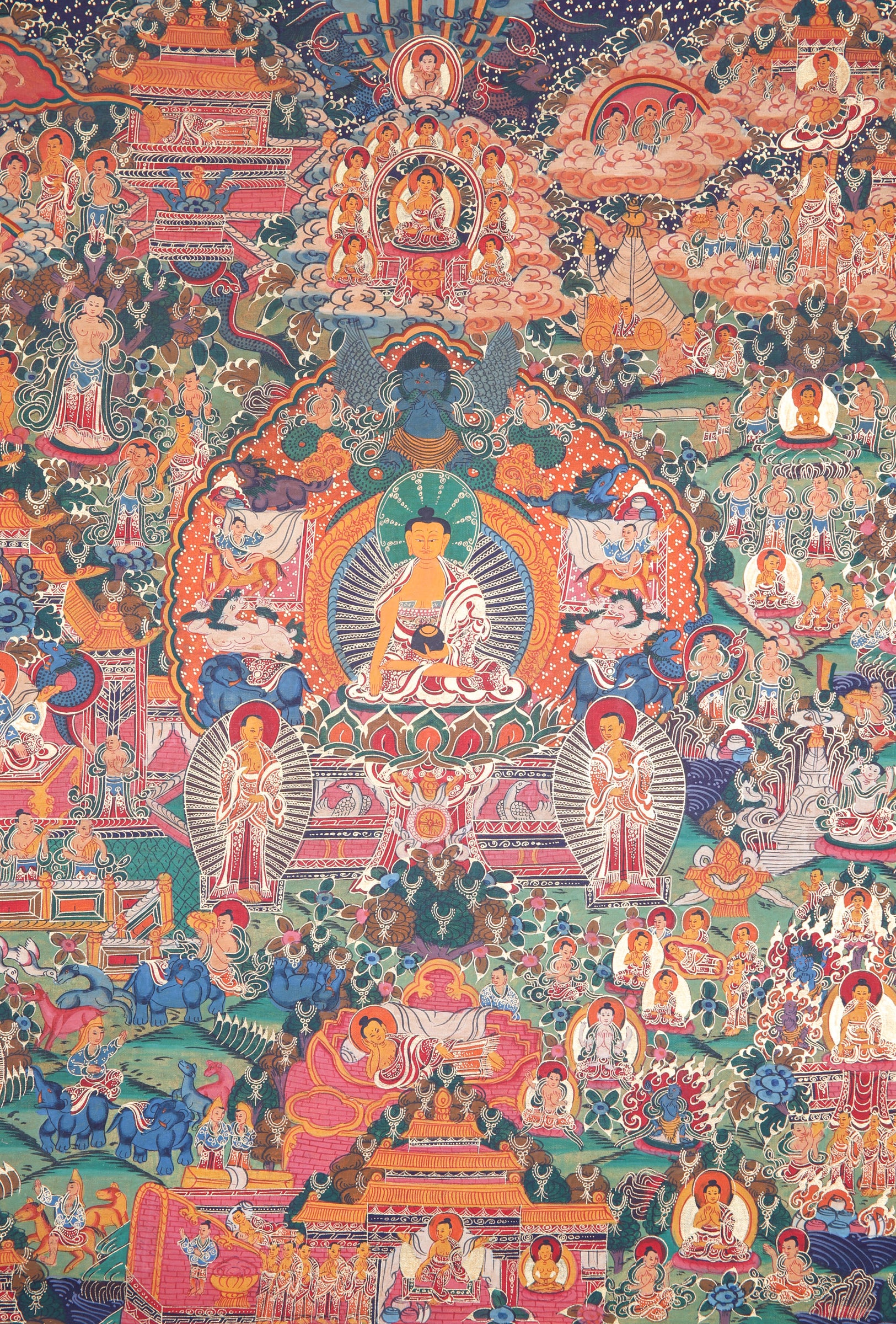Buddha Life Thangka Painting for wall decor.