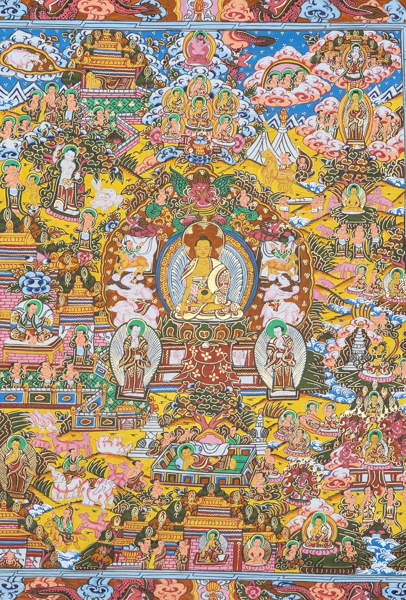 Buddha Life Thangka painting for spiritual enlightment.