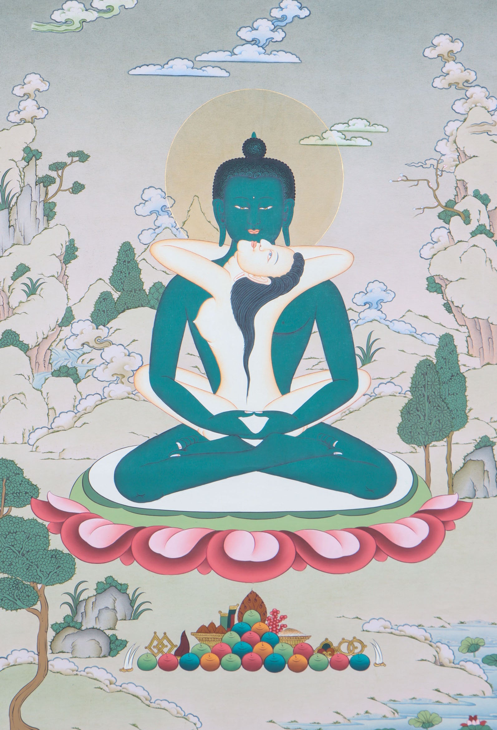 Buddha Shakti Thangka Painting for wall decor.