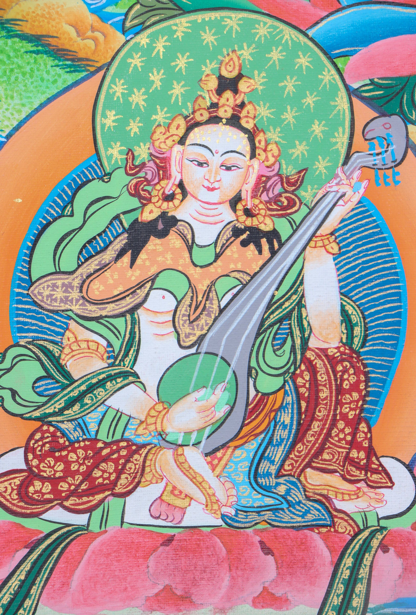 Green Tara Thangka Painting for spirituality growth.