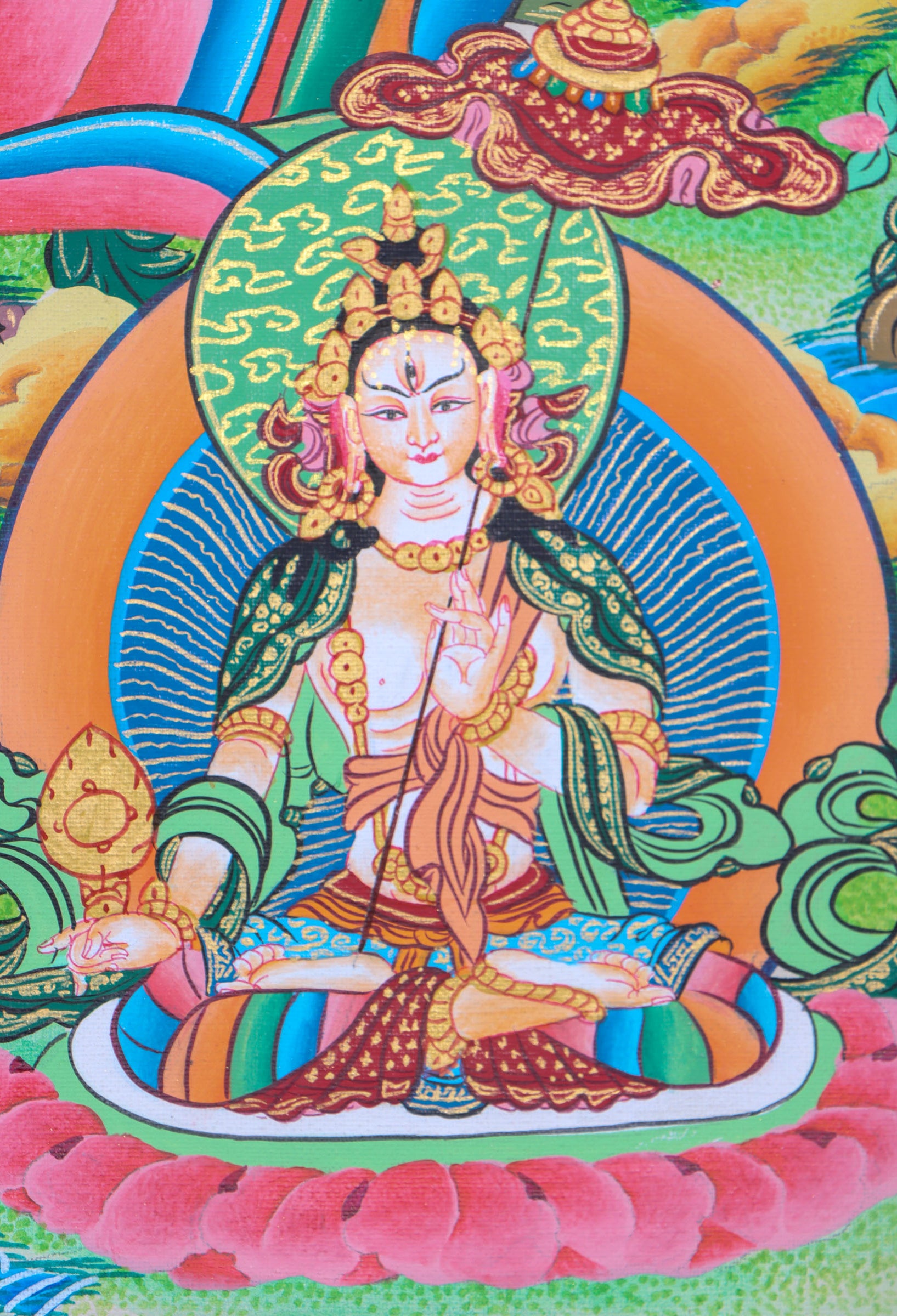 Green Tara Thangka Painting for spirituality growth.