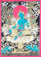 Green Tara Thangka Painting for peace, longevity, and affluence.