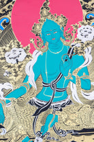 Green Tara Thangka Painting for peace, longevity, and affluence.