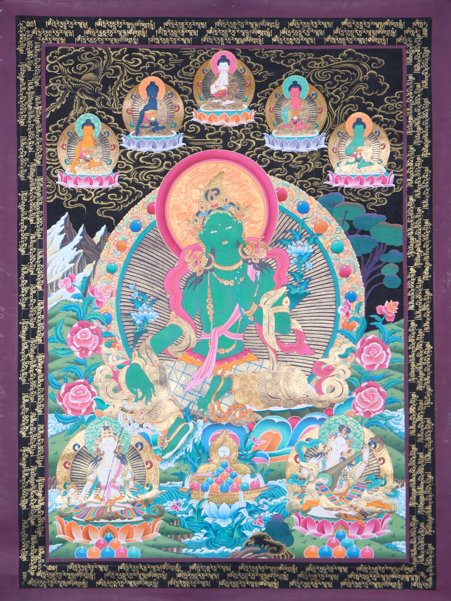 Green Tara Thangka for mediation and spiritual.