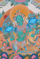 Green Tara Thangka Painting for mediation practices.
