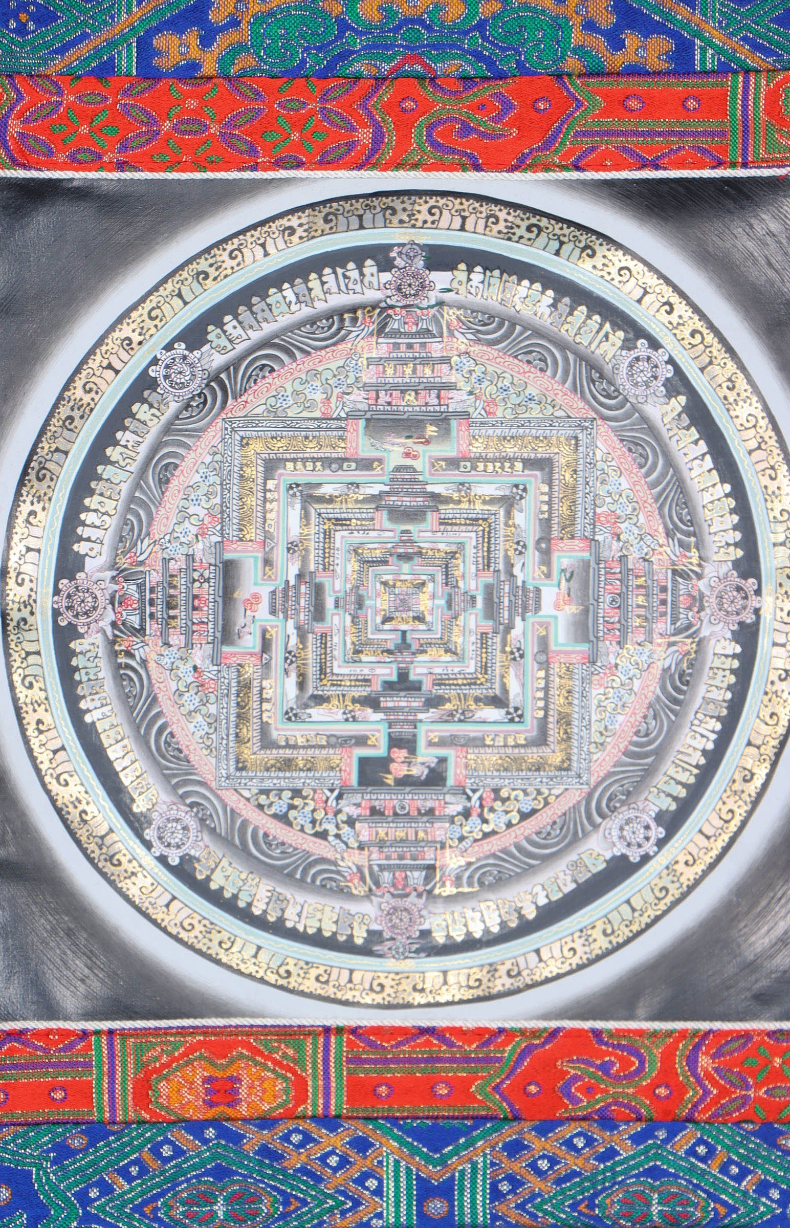 Kalachakra Mandala Brocade Thangka for meditation.