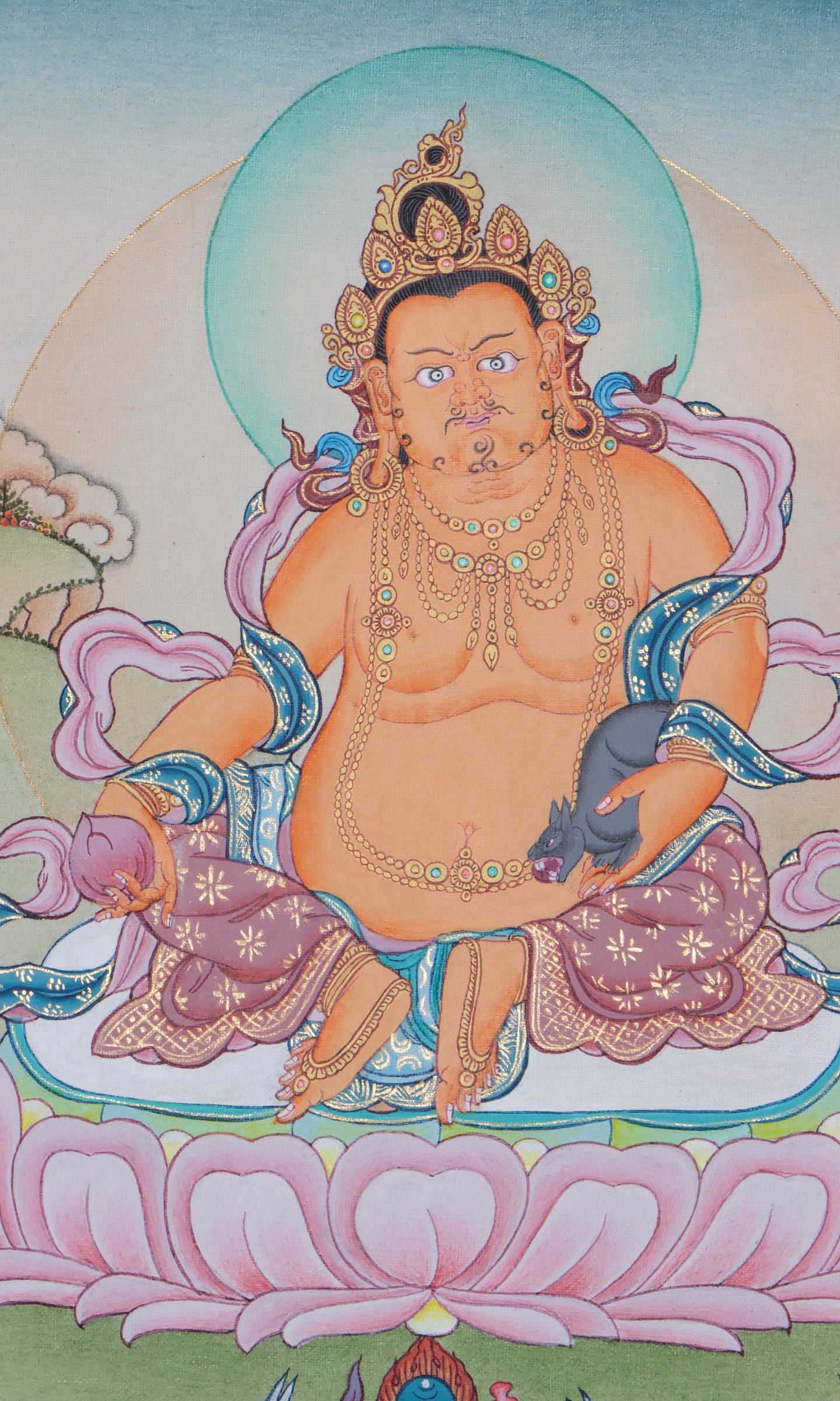 Zambala Thangka Painting - Buddhism Thangka art for fortune and Abundance