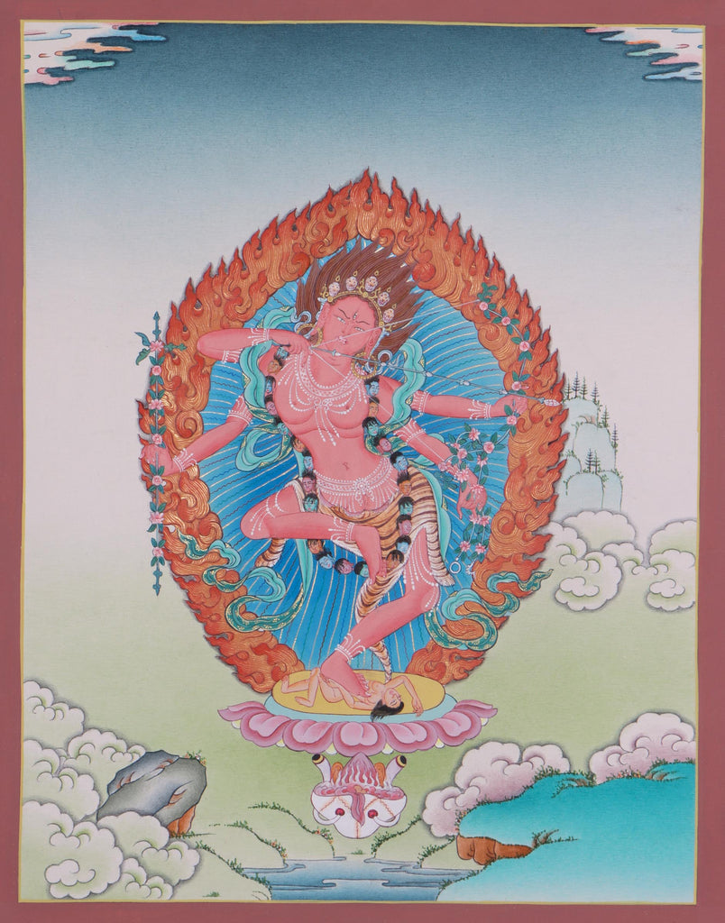Kurukulla wrathful deity thangka painting for Yogini Practioner 
