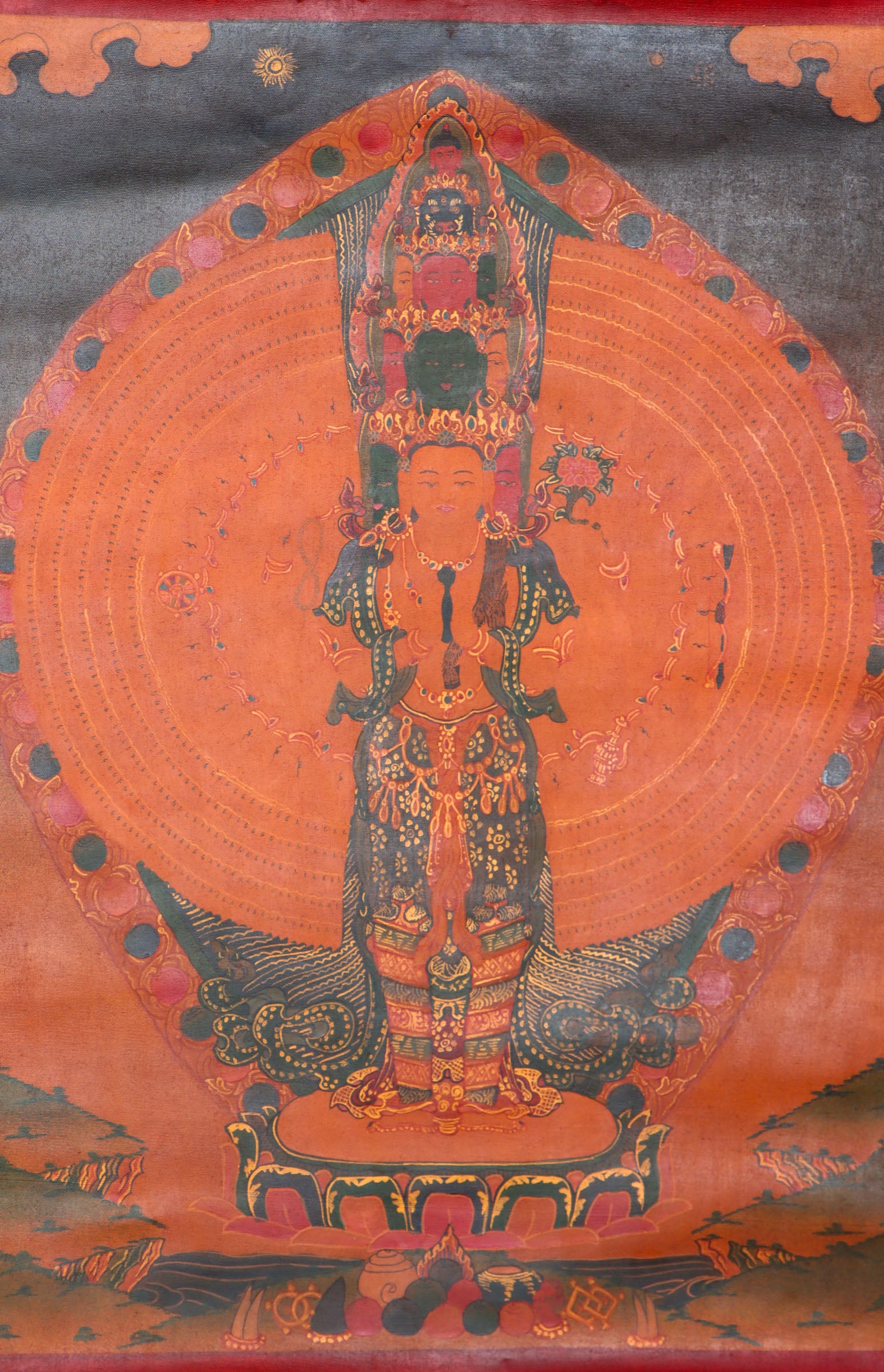  Antique Lokeshwor Thangka Painting for spiritual teaching.