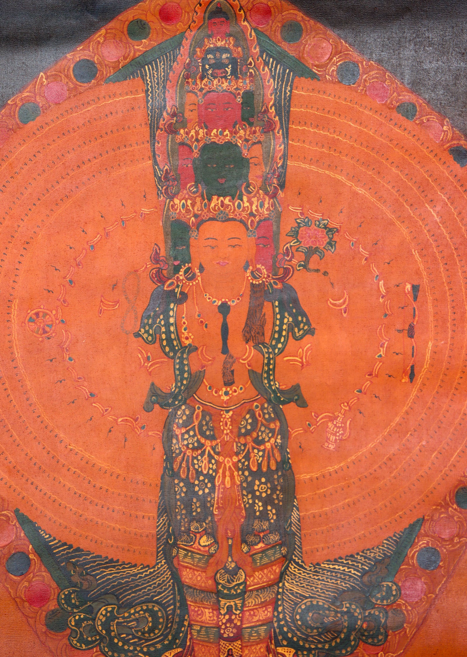 Antique Lokeshwor Thangka Painting for spiritual teaching.